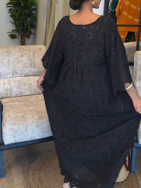 Elegante Zwarte Jurk Hollow Chic