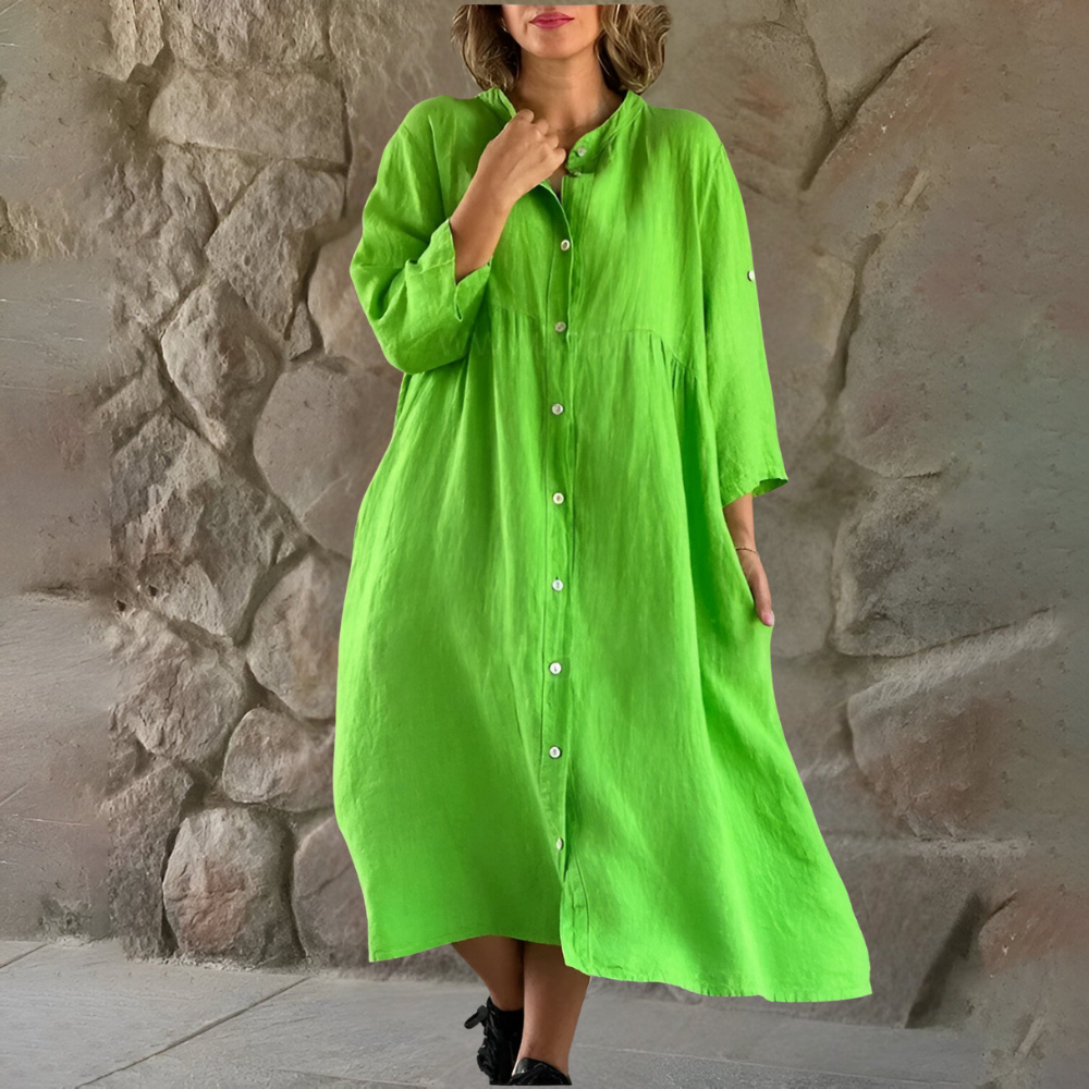 Isa™ | Bavlněno-lenová košilová šaty